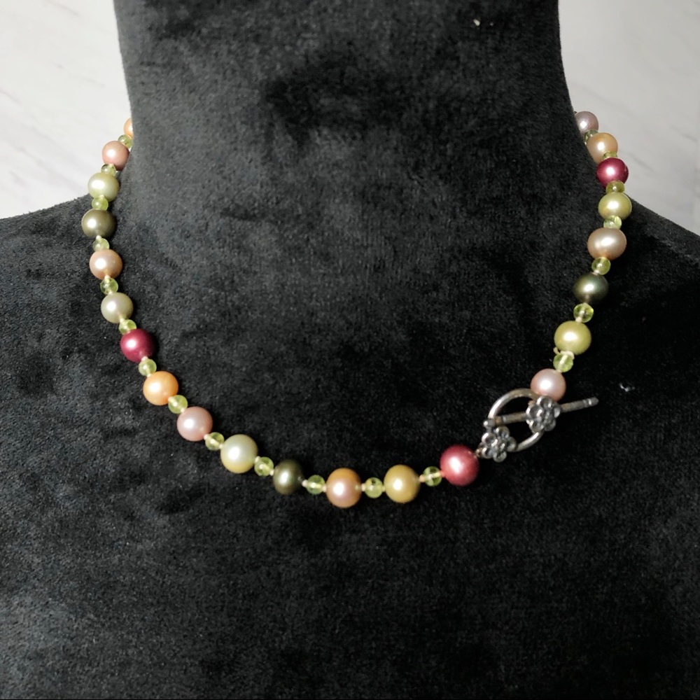 Dyed Multicolor Cultured Freshwater Pearl & Sterling Silver Necklace 18–1/2”